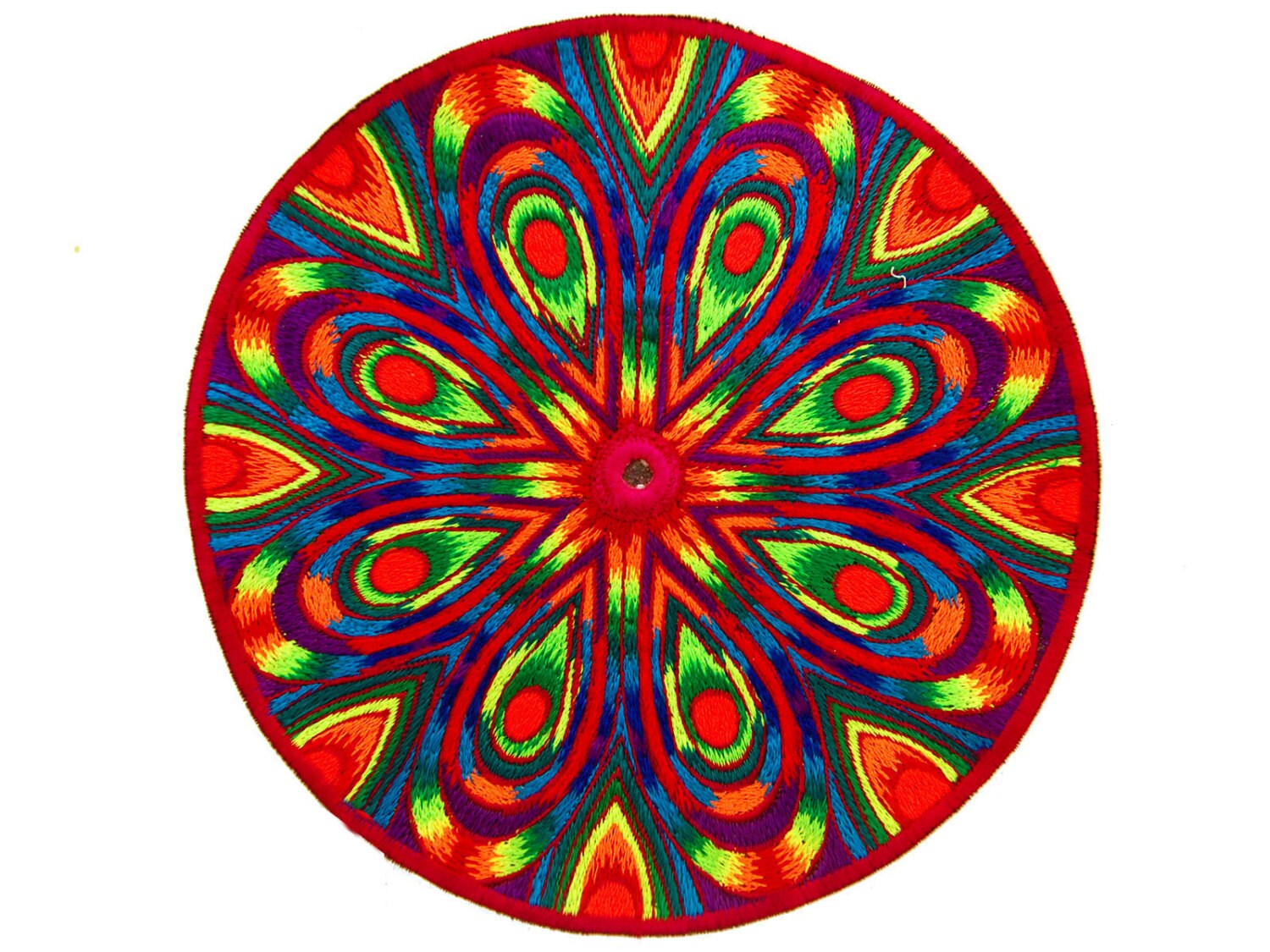 Beltbag rainbow LSD mandala - 7 pockets, strong ziplocks, size adjustable with hook & loop and clip - blacklight active lines flower of life