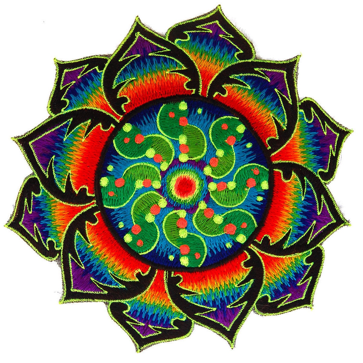 Beltbag Ticombe crop circle - 7 pockets, strong ziplocks, size adjustable with hook & loop and clip - blacklight active lines flower of life