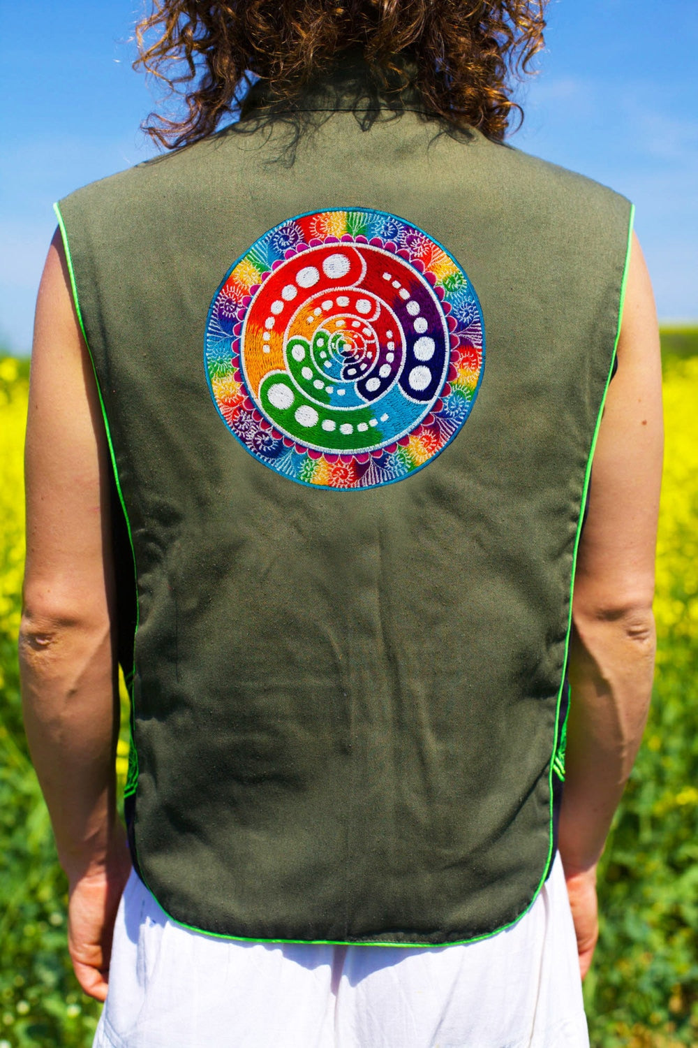 rainbow fractal attributes - Design your jacket in any colours -handmade in your size crop circle blacklight active 1 zip lock inside pocket