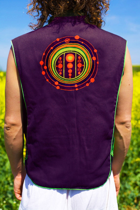galactic federation crop circle - Design your jacket in any colours -handmade in your size blacklight active 1 zip lock inside pocket