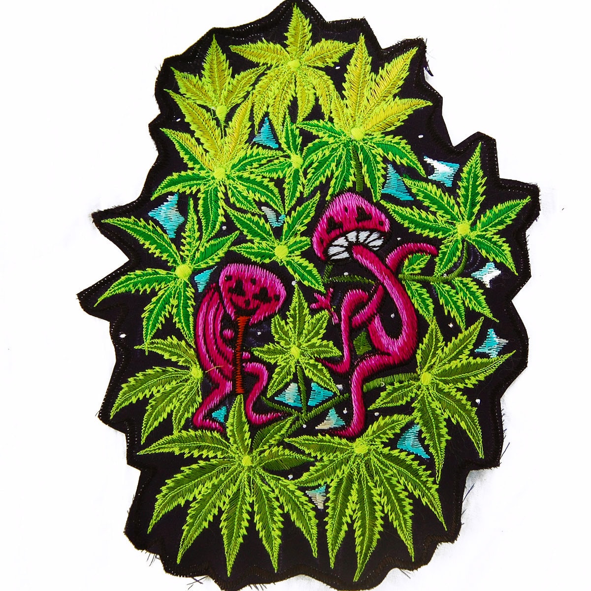 magic mushroom weed party - Design your jacket in any colours -handmade in your size blacklight active 1 zip lock inside pocket