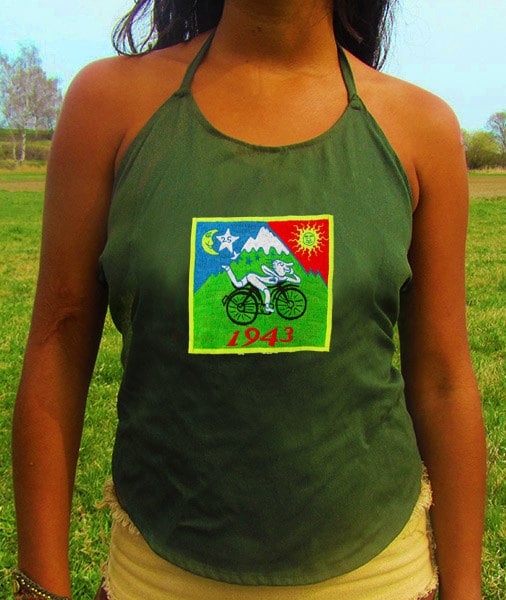 hofmann original bicycle day women top shirt psychedelic handmade no print goa t-shirt blacklight active
