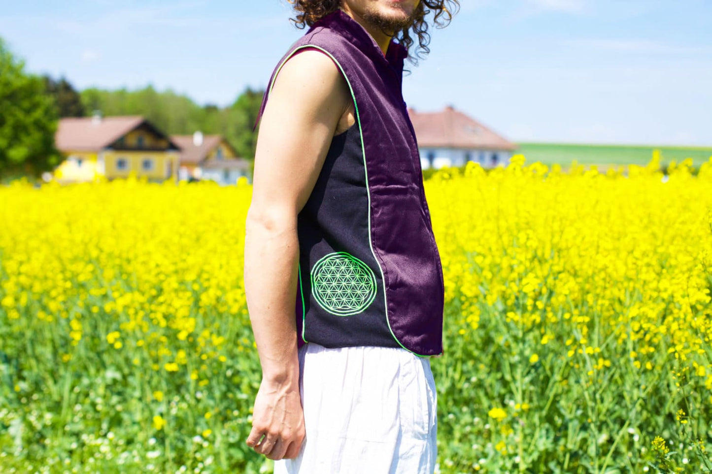 milk hill rainbow fractal crop circle - Design your jacket in any colours -handmade in your size blacklight active 1 zip lock inside pocket