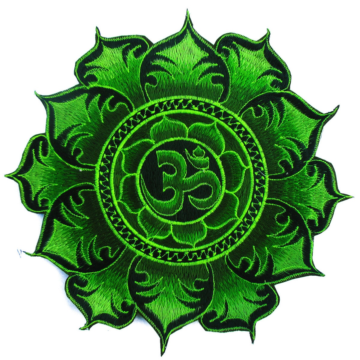 green aum mandala - Design your jacket in any colours -handmade in your size blacklight active 1 zip lock inside pocket