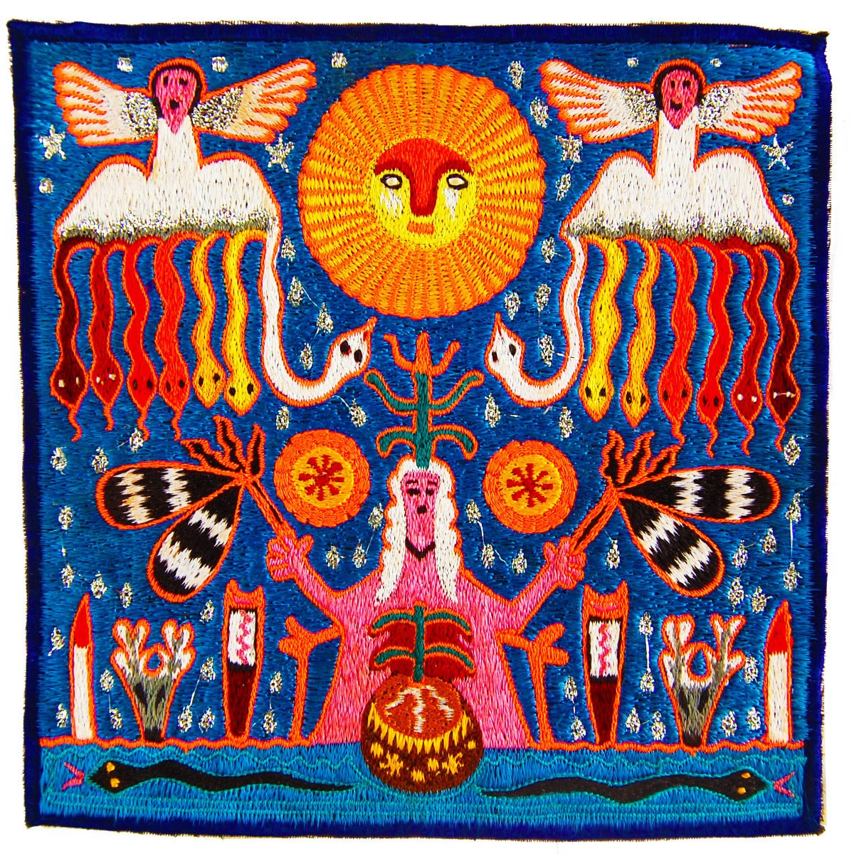 huichol peyote shaman - Design your jacket in any colours -handmade in your size blacklight active 1 zip lock inside pocket