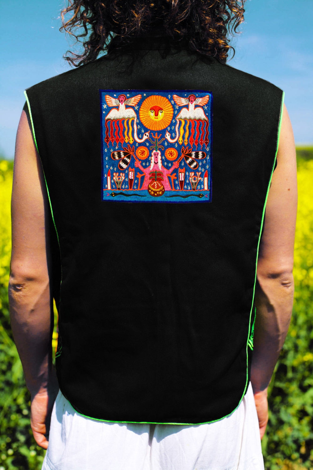 huichol peyote shaman - Design your jacket in any colours -handmade in your size blacklight active 1 zip lock inside pocket
