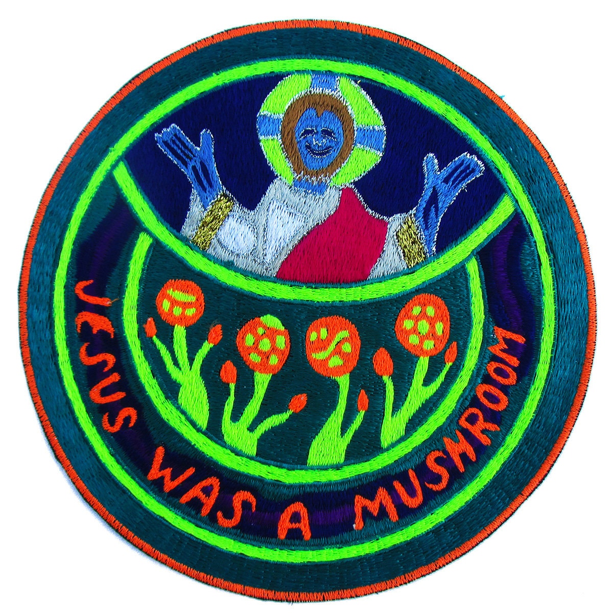 jesus was a mushroom - Design your jacket in any colours -handmade in your size blacklight active 1 zip lock inside pocket
