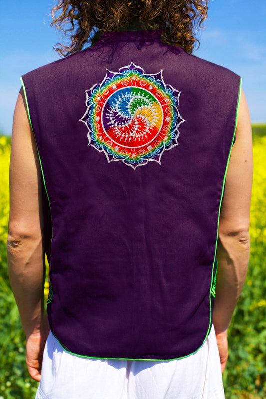 milk hill rainbow fractal crop circle - Design your jacket in any colours -handmade in your size blacklight active 1 zip lock inside pocket