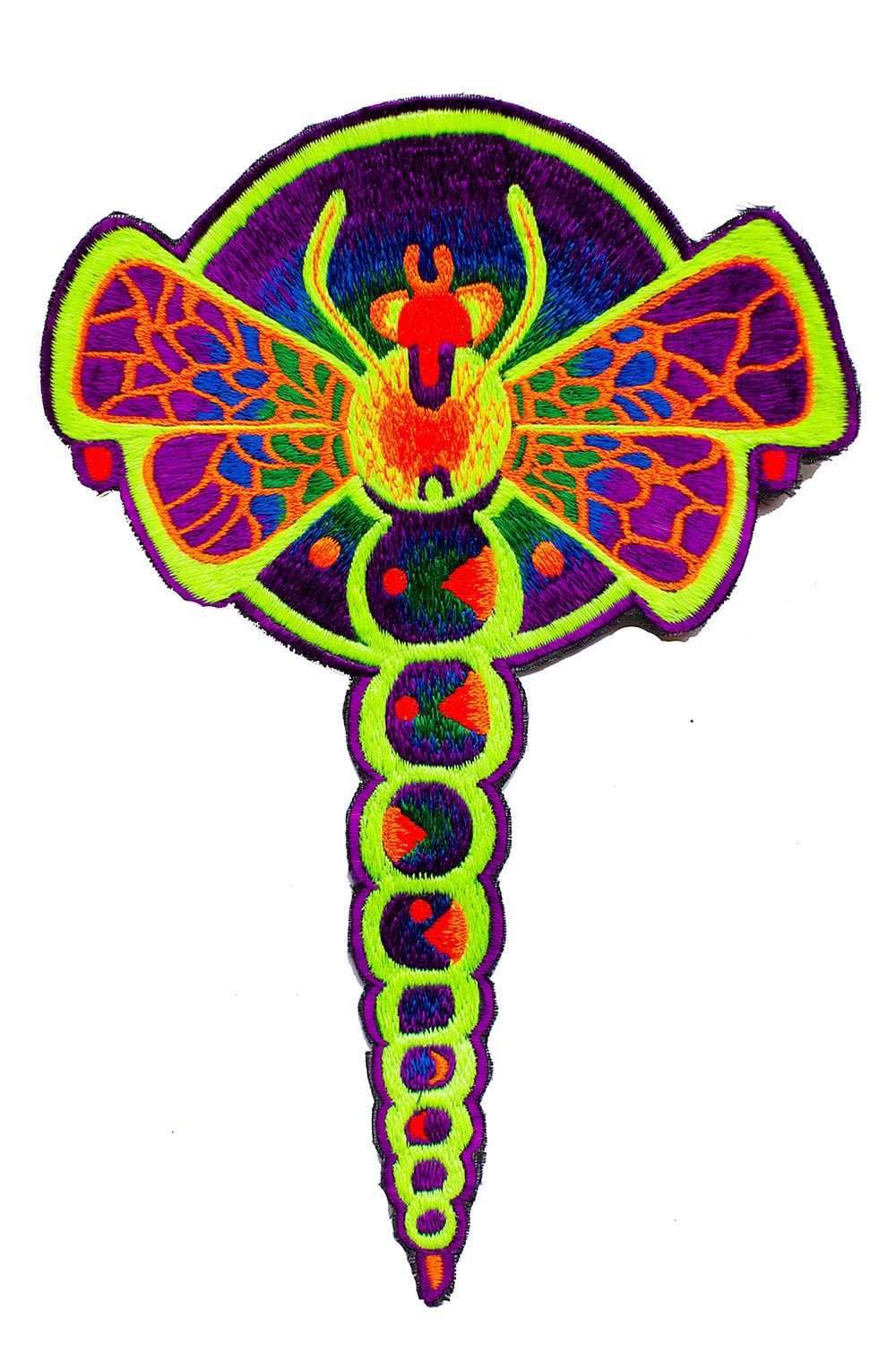 dragonfly crop circle women top shirt psychedelic handmade no print goa t-shirt blacklight active