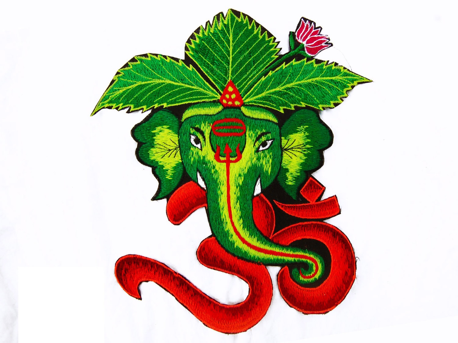 green aum ganesha women top shirt psychedelic handmade no print goa alex grey t-shirt blacklight active