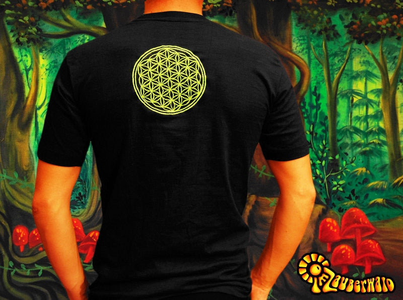 AUM Ganesha T-Shirt blacklight handmade embroidery no print psy shirt goa t-shirt