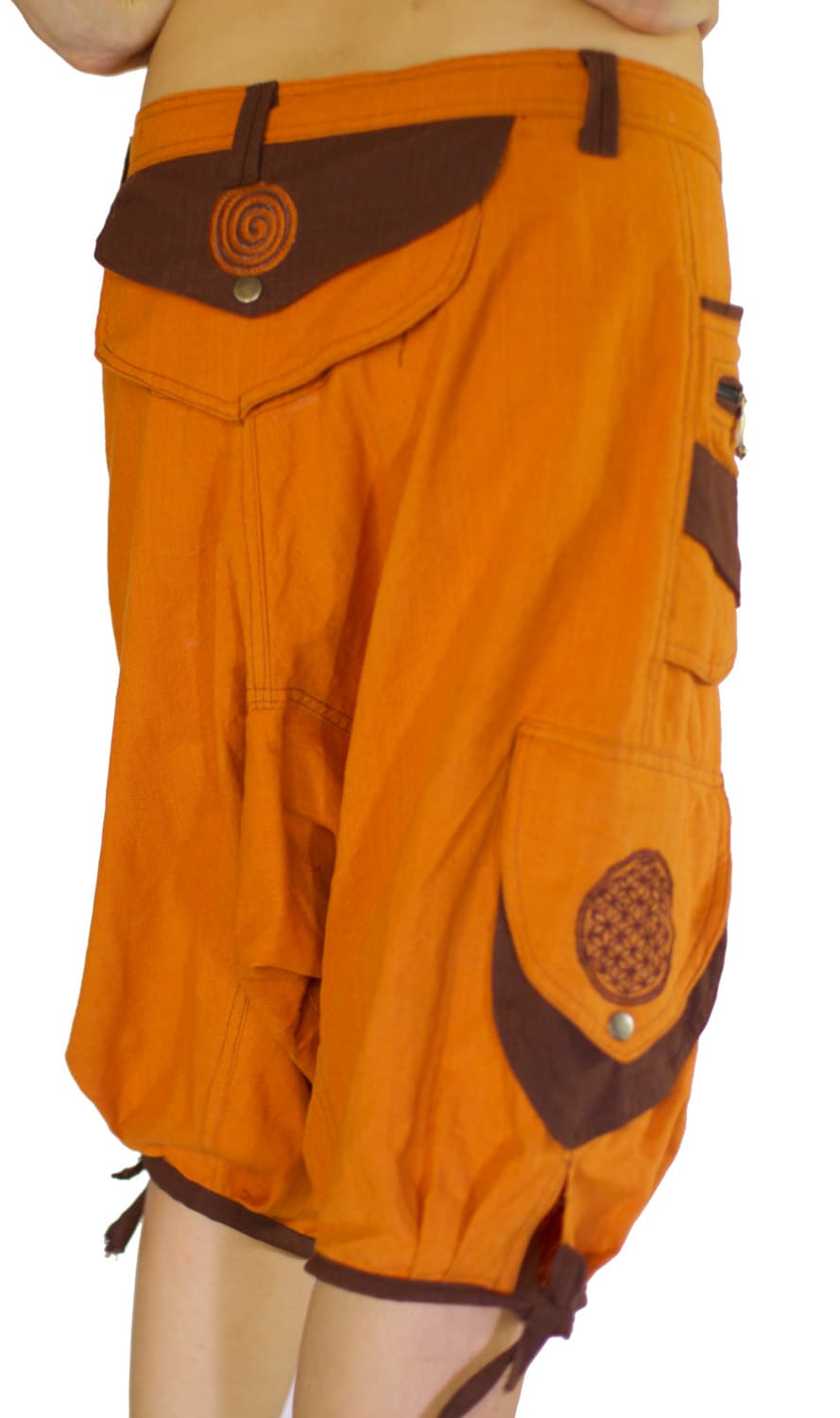 Flower of Life Hippie Pant - 8 pockets, 4 with hock&loop, 2 with clip - any size available clamdiggers made after order