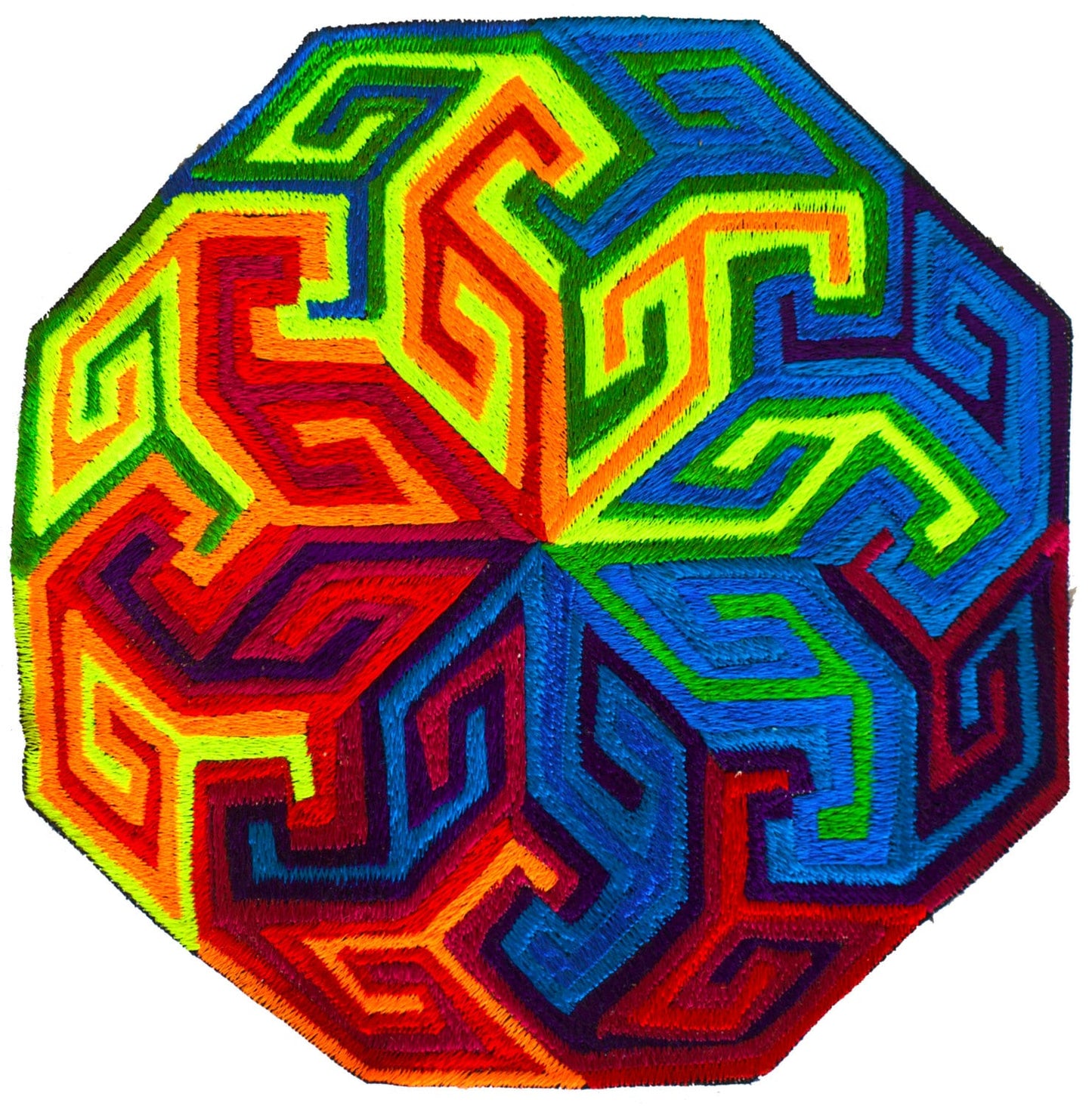 Rainbow Swastica Mandala - psychedelic 7 inch embroidery patch