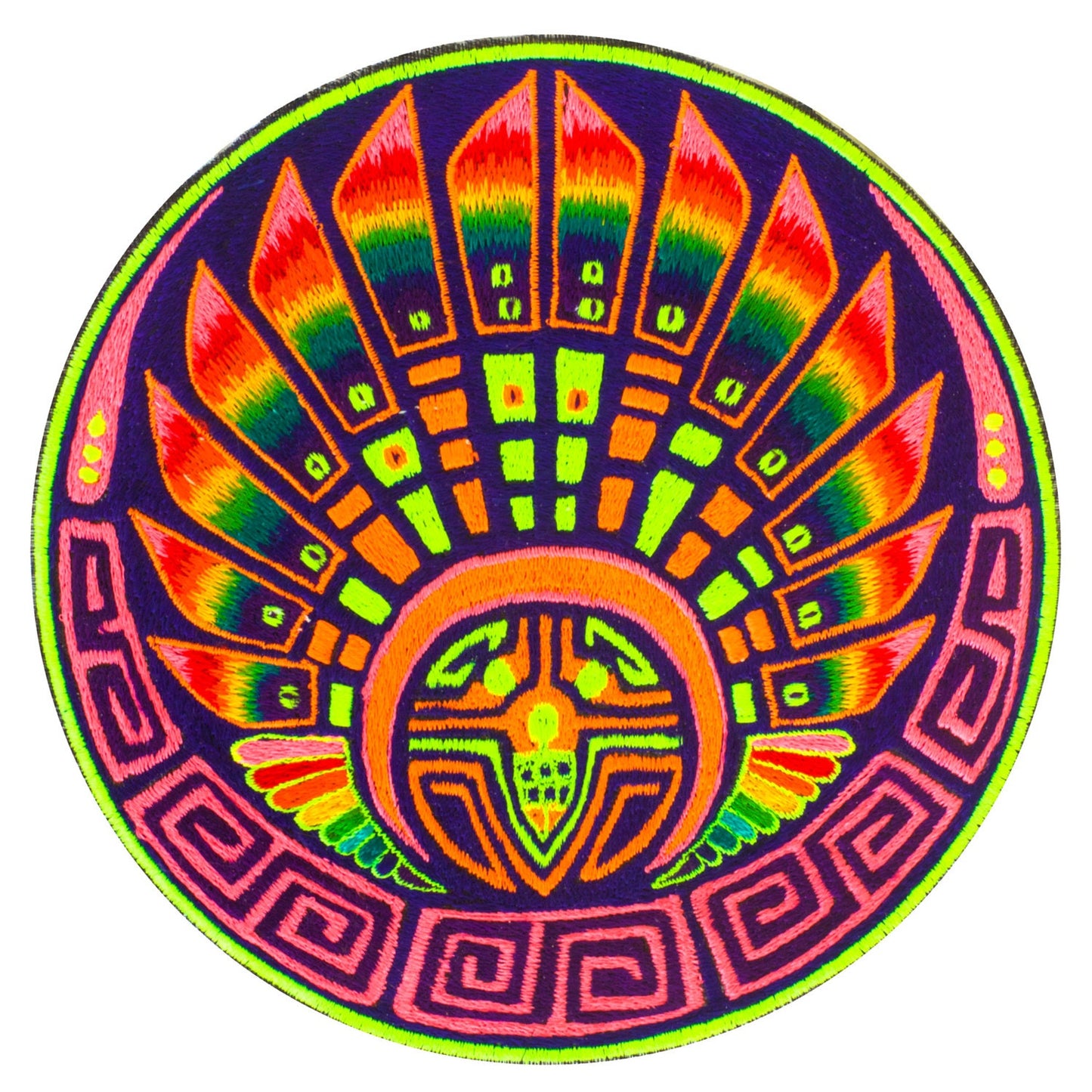 rainbow quetzalcoatl stellar dragon UV glowing crop circle patch 7.5 inches