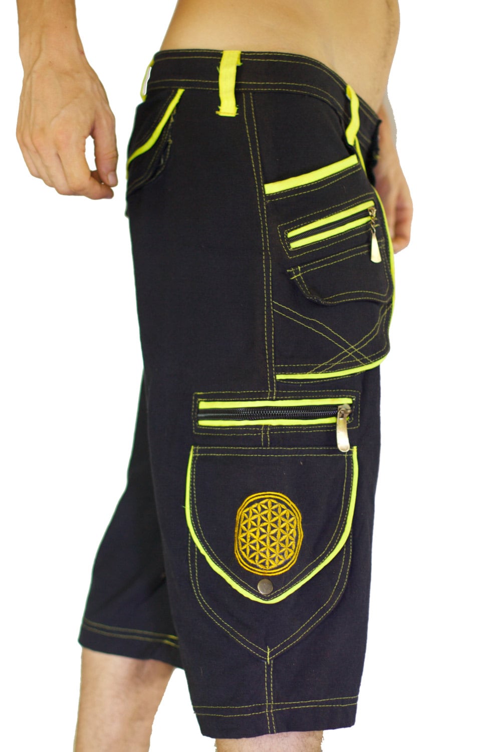 Goa Pant clamdiggers many pockets made after order fully customizable with flower of life embroidery