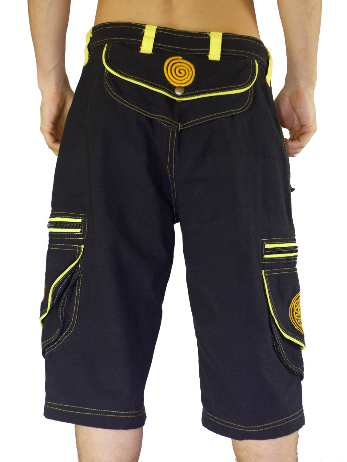 Goa Pant clamdiggers many pockets made after order fully customizable with flower of life embroidery