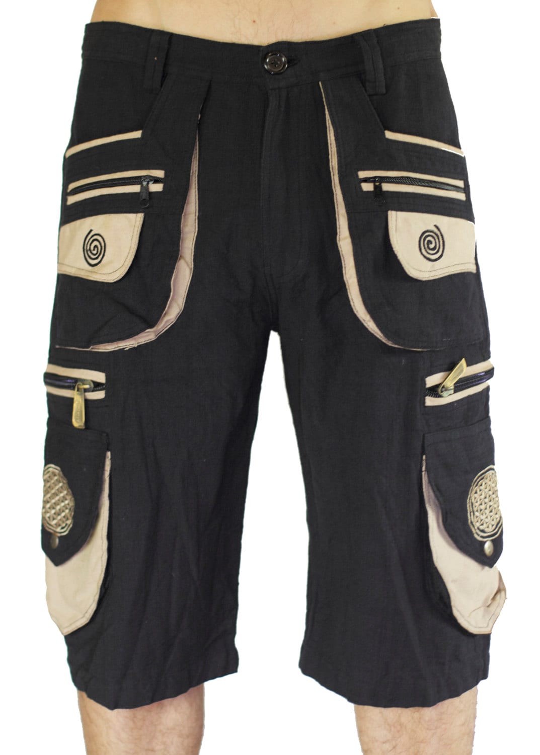 Goa Pant clamdiggers many pockets with flower of life embroidery fully customizable made after order