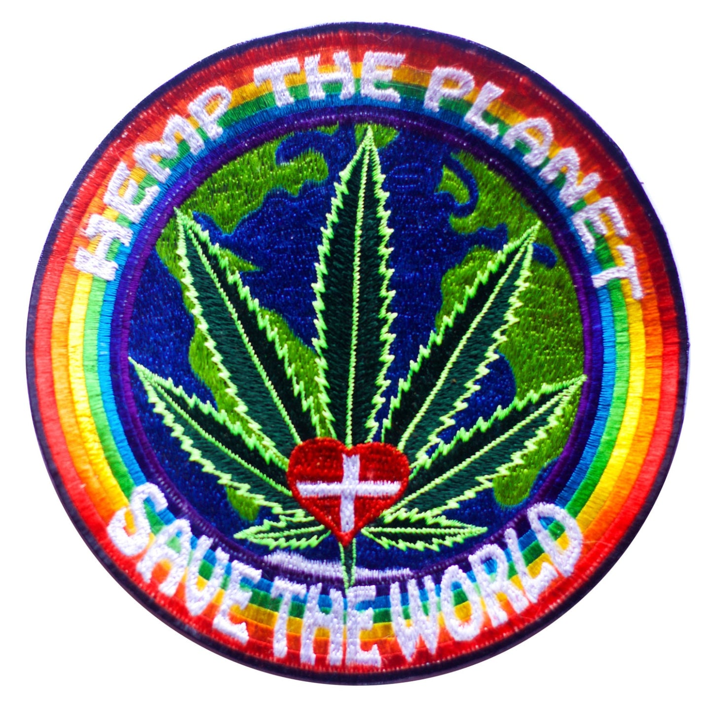 Hemp the planet - save the world patch 7.5 inch THC healing Medical Marihuana Cannabis embroidery  build houses, make fuel and clothing